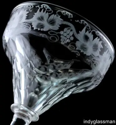 Buy Stuart Crystal ENGRAVED GRAPE VINE STU87 4 1/4  Sherry Glass 19th C. HTF 4 Left • 48.90£