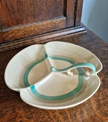 Buy RARE Susie Cooper Art Deco Green & Grey Banded Trefoil 3 Section Dish • 29.99£