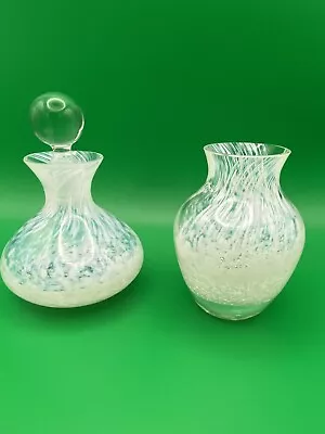 Buy Caithness Crystal White Speckled Bud Vase & Matching Perfume Bottle With Stopper • 10£