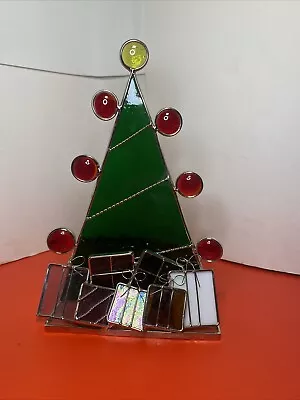 Buy Vintage Stained Glass Christmas Tree With Presents Candle Holder Sun Catcher • 15.75£