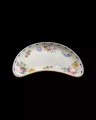 Buy Antique Minton Hand Painted Plate Rose Florals Blue Rim Kidney Shape Plate H2501 • 59£