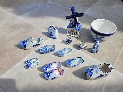 Buy Antique Delfts/Holand Blue And White Pottery 15 Pieces • 49.99£
