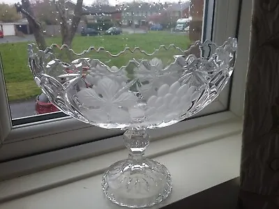 Buy Waltham Crystal/Cut Glass Etched Fruit Decorative Bowl Pedestal Base Rare Find • 40£