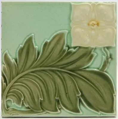 Buy Art Nouveau Fireplace Majolica Tile Floral Design Alfred Meakin Ltd C1905 AE2 • 60£