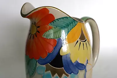 Buy Grays Pottery - ART DECO - Bright Abstract Floral - Large Jug - Pat A3294 C.1936 • 125£