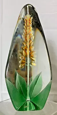 Buy VINTAGE RETRO SWEDEN MATS JONASSON CRYSTAL GLASS FLORAL PAPERWEIGHT 21cm HIGH • 19.99£