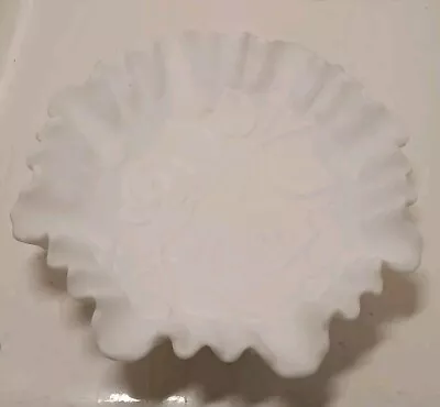 Buy Vintage Imperial White Milk Glass Rose Embossed 9  Decorative Bowl-Marked • 18.64£