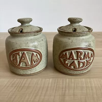 Buy Vintage Tremar Cornish Stoneware Pottery Marmalade & Jam Pots & Lids 70s Rustic • 12.99£