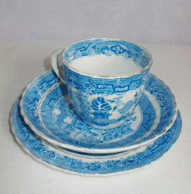 Buy Antique/Vintage FOLEY CHINA WORKS Trio Tea Cup/Saucer/Side Plate Willow Pattern • 7.50£
