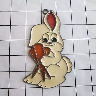 Buy Stained Glass Light Sun Catcher Hanging Multicolored Easter Rabbit Bunny Vintage • 11.18£