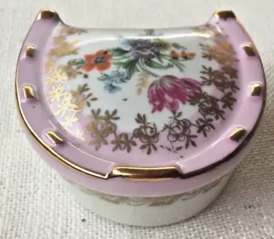 Buy Vintage Dresden Bone China Pink Horse Shoe Jewellery/Trinket Box & Lid DDR/GDR • 4.95£