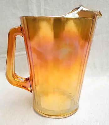 Buy Jeanette Marigold Carnival Glass Iridescent Pitcher Depression Ware MCM 8.5  • 18.64£