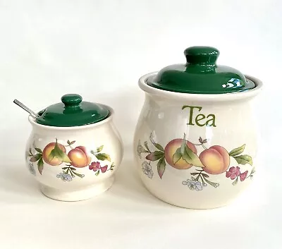 Buy Vintage Cloverleaf Peaches And Cream Tea Storage Jar With Lid Sugar/ Jam Pot • 17£