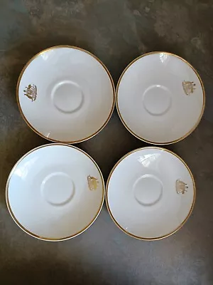 Buy Set Of 4 Minton Saucer Plates Model H-5306, 'Australia', White/Gold, Bone China • 12.95£