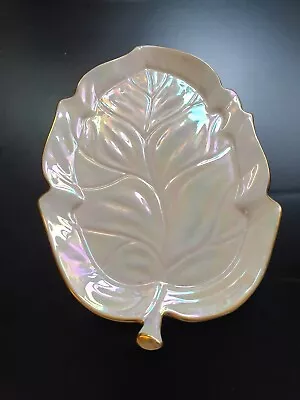 Buy Beautiful Rare Pearlescent Carlton Ware Leaf Tray With Gold Trim  • 45£