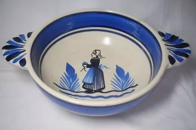 Buy Vintage French Quimper Breton Traditional Figure Blue Porringer Bowl • 12.99£