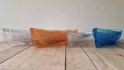 Buy Sowerby Daisy Block Carnival Glass Boats: Blue (rare), Marigold And Clear • 25£