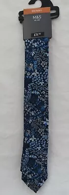 Buy Men's Marks And Spencer Blue Mix Floral Skinny Tie • 5.50£