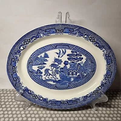 Buy Vintage Wood & Sons Woods Ware Blue  Willow  Oval Serving Plate/ Platter • 11.99£