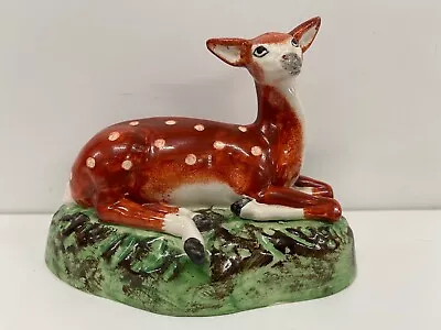 Buy Antique Pearlware Figure Of A Recumbent Fawn 19th Century Staffordshire • 95£