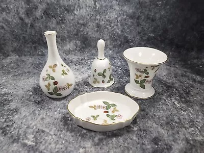 Buy Bundle Lot Of Vintage Wedgwood Bone China Wild Strawberry Bud Vase Bell Dish • 9.99£