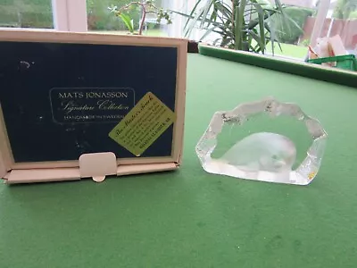 Buy Mats Jonasson Glass Flat Ice Seal Pup Paperweight. - Signed Numbered Boxed • 3£