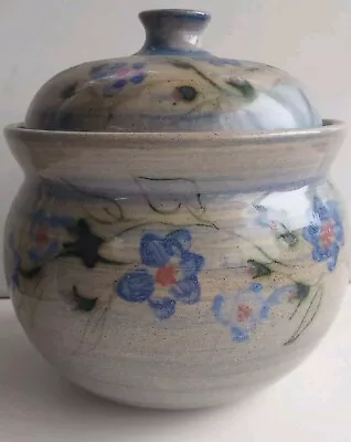 Buy Vtg Lidded Jar Studio Pottery Ceramic Blue Grey Floral Dinder Wells Somerset Gd • 32.50£