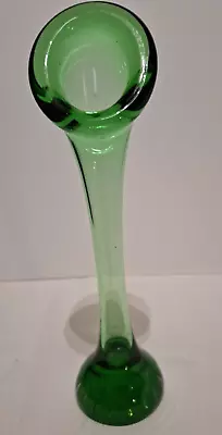 Buy TC-Vintage Jack In The Pulpit Green Blown Glass Vase 9.5  Tall No Chips Cracks • 17.50£