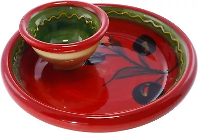 Buy Olive Dish With Integral Bowl For Pips 15x 5cm Spanish Handmade Ceramic Pottery  • 15.99£