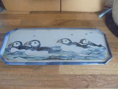 Buy Highland Stoneware Studio Pottery Large Platter / Wall Plaque With Puffins • 80.10£