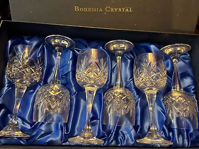 Buy Bohemia Crystal Henry Marchant Vintage Boxed Set Of 6 Small Wine/liquor Glasses • 37.50£