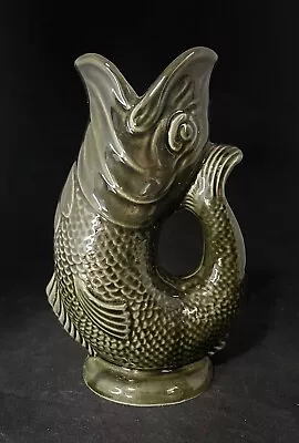 Buy Dartmouth Devon English Fish Ceramic Gurgling Pitcher Green Vintage 9.5” • 41.94£