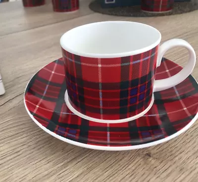Buy Dunoon Bone China  Red Fraser Tartan  Cup And Saucer    New In Box • 12.50£
