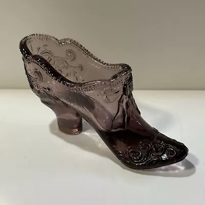 Buy Vintage Mosser Ohio Art Glass Amethyst Purple Shoe Slipper Filigree & Bow • 16.77£