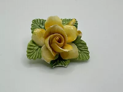 Buy Crown Staffordshire England Fine Bone China Vintage Brooch Yellow Rose Flower • 18.63£