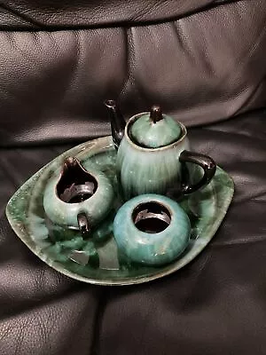 Buy Vtg Blue Mountain Pottery Tea Set, Teapot, Creamer, Sugar Bowl & Tray • 37.28£