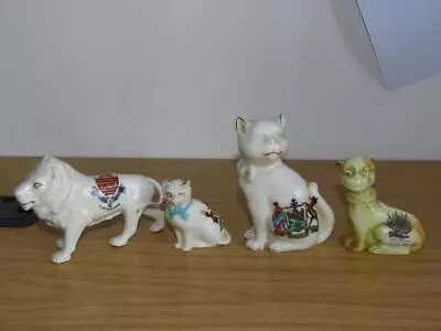 Buy BC942: Small Collection Of  4 Crested Ware Cats & Lion • 15£