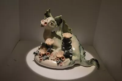 Buy Large Chessell Pottery Porcelain  Dragon With Flowers • 23.99£