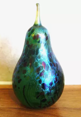 Buy Isle Of Wight Iridescent Glass Pear Paperweight Gold Label On Base 4 Inch Height • 24.99£