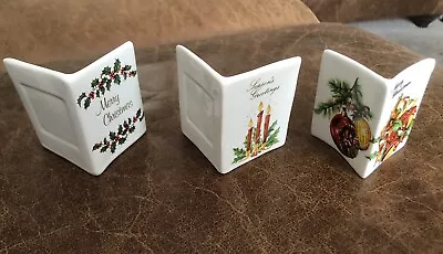 Buy Bone China Small Christmas Card Ornaments - Holly Candle Bells Xmas • 8£