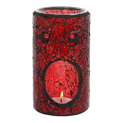 Buy Red Pillar Crackle Glass Oil / Wax Melt Burner • 12.42£