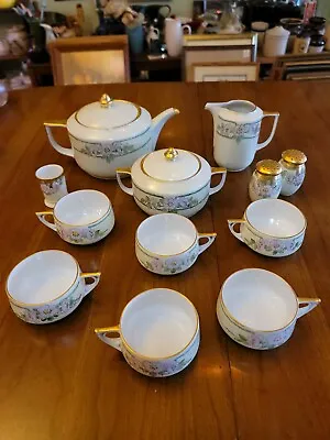 Buy Antique Czecho-Slov Fine China Tea Hand Painted 12pc Serving Set • 46.60£