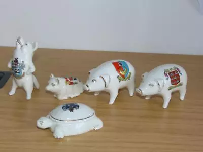 Buy BC938: Small Collection Of  5 Crested Ware Pigs & Tortoise • 15£
