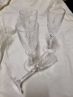 Buy 4 Crystal Cut Glass Fluted Wine 7.75  High Glasses • 14.85£
