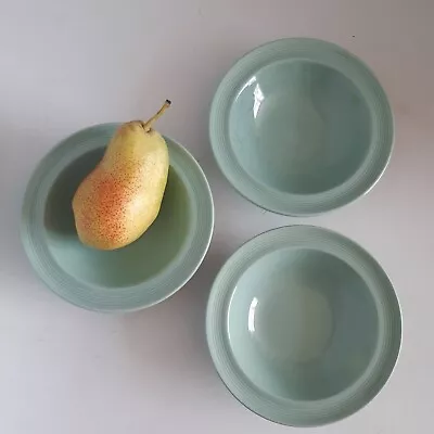 Buy Woods Ware Beryl Green Cereal Dessert Bowl X 3 Rimmed  Vintage Utility 16.5cm • 9.99£