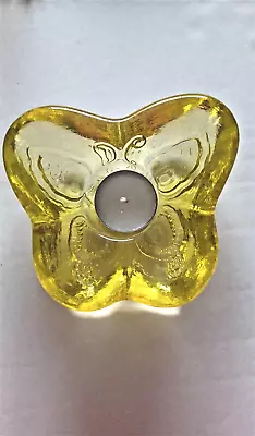 Buy Vintage - Monna Gold Heavy Glass Butterfly Tea Votive Light Handle Holder • 18.64£