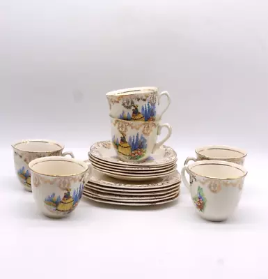 Buy ALFRED MEAKIN Tea Set 18 Pcs Victorian Lady Trios Gold Chintz Cups Saucers For 6 • 4.99£