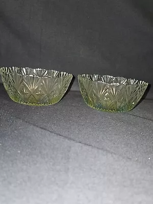 Buy Vintage Glass Cereal Bowls Blue And Yellow Cut Glass • 27.96£