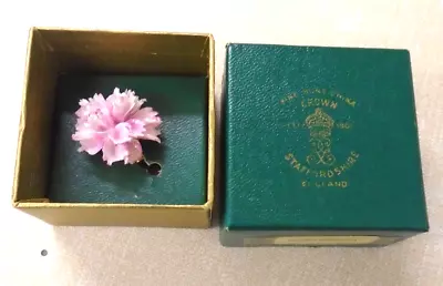 Buy Vintage Crown Staffordshire Bone China Carnation Flora Brooch ~ In Original Box • 2.99£