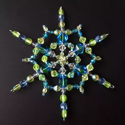 Buy Uranium Snowflake Vaseline Glass Uranum Czech Old Beads Christmas Glass Decor • 33.08£